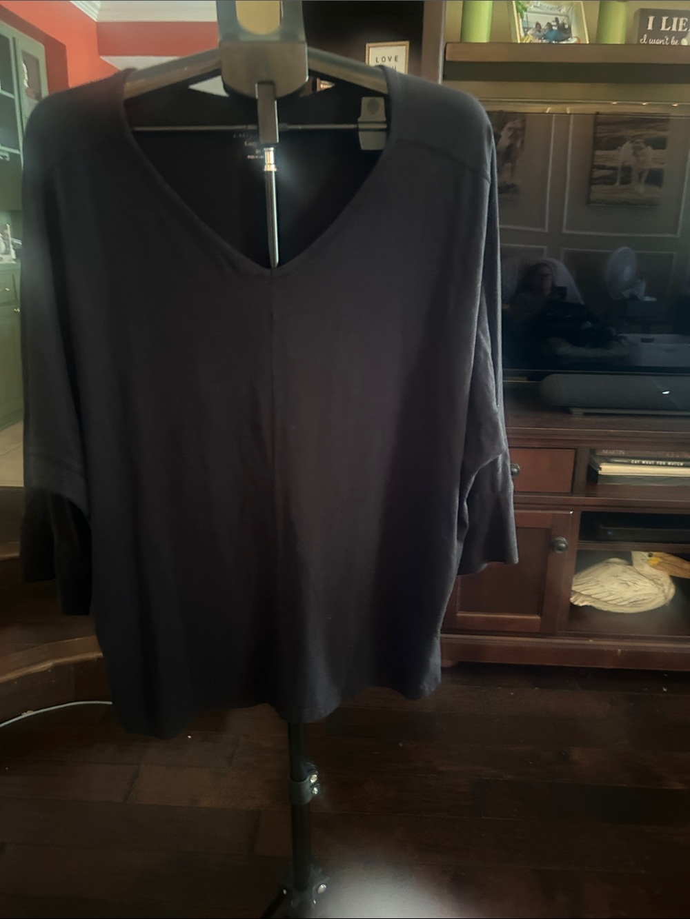 AnyBody V-Neck Long Sleeve Top - Black
